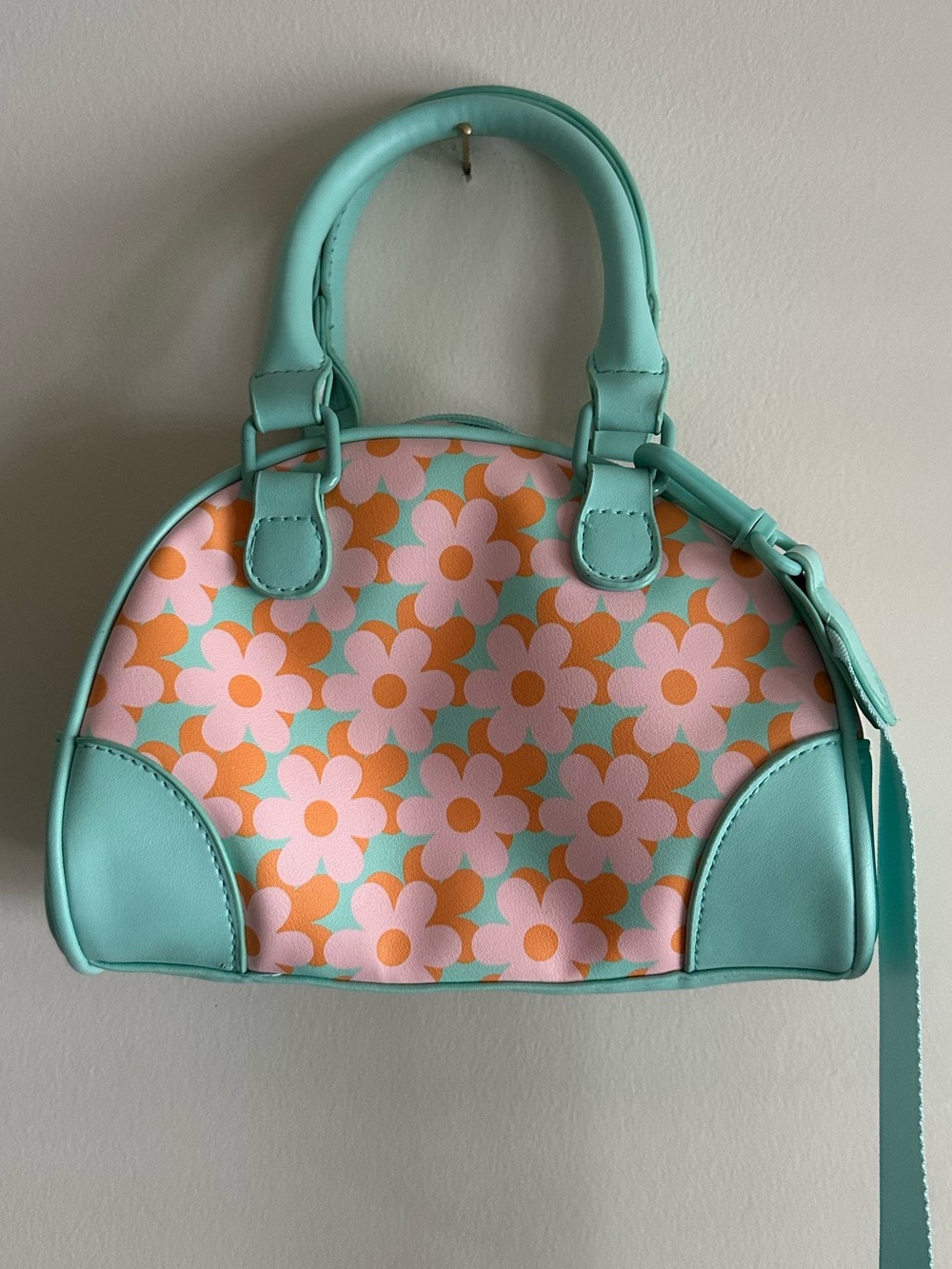 Mint Floral Dome Satchel Handbag